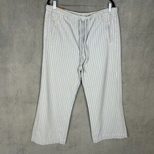 Farm Rio Anthropologie Jeans Womens US 32 Gray Blue Striped Wide Leg Drawstring